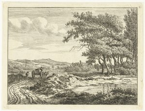 Kar op een landweg bij de duinen de Anthonie van den Bos