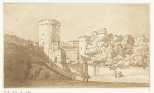 Muro de una fortaleza con torres castelgandolfo de Anthonie van den Bos
