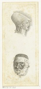 Hoja de estudio con dos cabezas de Anthonie van den Bos