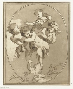 Cinco putti con sprays de flores