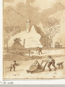 Paisaje de invierno con diversión de hielo. de Anthonie van den Bos