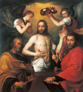 Cristo resucitado con los santos Pedro y Pablo