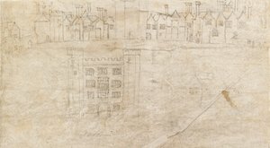 Edificios a lo largo del frente sur del Palacio de Oatlands, c. 1550s de Anthonis van den Wyngaerde