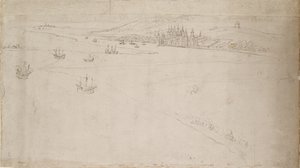Panorama de Londres visto desde Southwark: Greenwich, 1554 de Anthonis van den Wyngaerde
