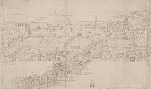 Panorama de Londres visto desde Southwark: Puente de Londres de Anthonis van den Wyngaerde