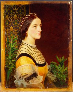 Retrato de una dama, cabeza y hombros, 1860 de Anthony Frederick Augustus Sandys