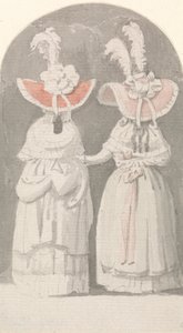 Dos mujeres con extravagantes sombreros de plumas de Anthony Highmore