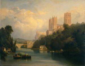 Catedral de Durham (óleo sobre lienzo) de Anthony Vandyke Copley (attr. to) Fielding