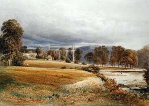 Abadía de Bolton desde el río Wharfe, vista sur, c.1825 (acuarela sobre papel) de Anthony Vandyke Copley Fielding