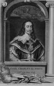 Carlos I (1600-49) Rey de Gran Bretaña e Irlanda desde 1625, grabado por George Vertue (1684-1756) de Anthony van (after) Dyck