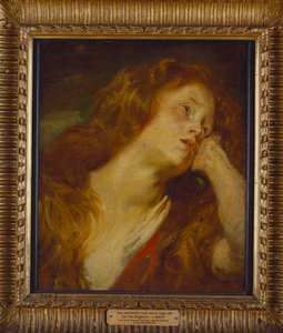 Una joven, busto, descansando su cabeza en su mano de Anthony van Dyck