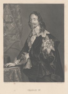 Carlos I, grabado por A.H. Payne de Anthony van Dyck