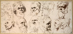 Once estudios de cabezas de Anthony van Dyck