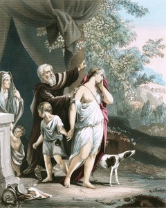 Agar y su hijo se marchan de Anthony van Dyck