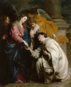La visión del Beato Hermann de Steinfeld, conocido como José (1150-1230) - Pintura de Sir Anthonis (Anton o Antoon) van Dyck (1599-1641), óleo sobre lienzo (160x128 cm) de Anthony van Dyck
