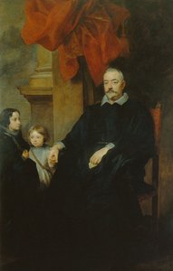 Retrato de un noble genovés y dos niñas de Anthony van Dyck