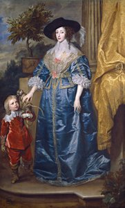 Reina Henrietta Maria con Sir Jeffrey Hudson de Anthony van Dyck