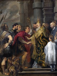 San Ambrosio impidiendo a Teodosio entrar en la Catedral de Milán de Anthony van Dyck