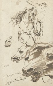 Estudio de jinete y cabeza de un caballo, 1620-1
