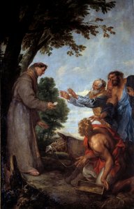 El milagro de la mula (o Milagro de San Antonio de Padua en Toulouse) La mula del judío Guillard se inclina ante la hostia mostrada por San Antonio de Padua, despreciando su comedero de comida. Su amo se convierte al ver este milagro