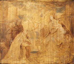 Virgen y Niño con un donante obispo y San Antonio Abad, 1628-32 de Anthony van Dyck