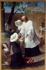 San Vicente de Paúl (1581-1660) cuidando a los apestados
