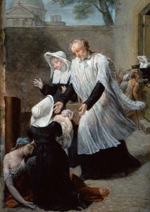 San Vicente de Paúl Ayudando a los Afectados por la Peste de Antoine Ansiaux