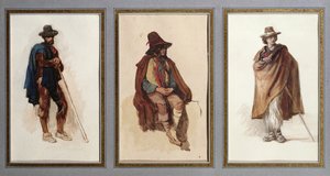 Tres tipos de pastores Ciociari de Antoine Auguste Ernest Herbert or Hebert