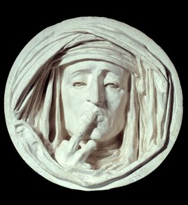 Silencio Un gesto simbólico de un hombre poniendo un dedo en su boca. Escultura de yeso de Auguste Preault (1809-1879) siglo XIX París, Museo del Louvre de Antoine Augustin Preault