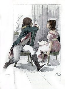 Portrait of Napoleon Bonaparte (1769-1821) with his fiancee Desiree Clary (1777-1860) c. April 1795 (Retrato de Desiree Clary en el momento de su compromiso con Napoleón Bonaparte, abril de 1795) Dibujo de Antoine Calbet extraído de "Napoleon et les femmes
