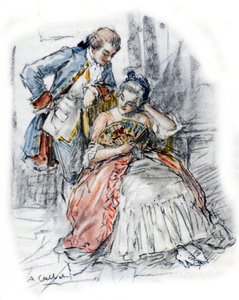 Werther cortejando a Mademoiselle de B para olvidar a Charlotte de Antoine Calbet