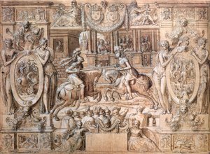 Torneo con Motivo del Matrimonio de Catalina de Medici (1519-89) y Enrique II (1519-59) en 1533 de Antoine Caron