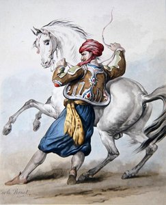 Un persa intenta dominar un caballo francés de Antoine Charles Horace Vernet