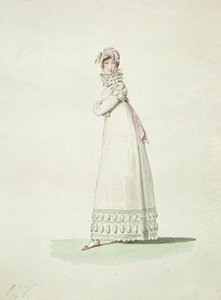 Mujer elegante con vestido de exterior, ilustración de 