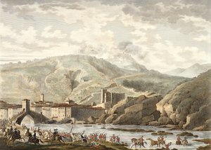 La Batalla de Millesimo, 25 Germinal, Año 4 (abril 1796) grabado por Jean Duplessi-Bertaux (1747-1819) de Antoine Charles Horace Vernet