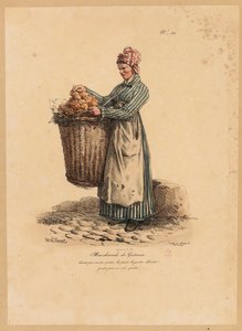 El vendedor de pasteles, número 34 de la serie Los gritos de París, grabado por François Seraphin Delpech (1778-1825)