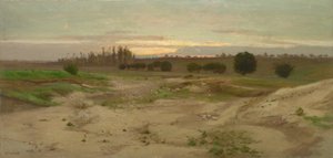 El pozo de marga en Mulcent: Atardecer, después de 1857 (óleo sobre papel, montado sobre cartón, montado sobre contrachapado) de Antoine Chintreuil