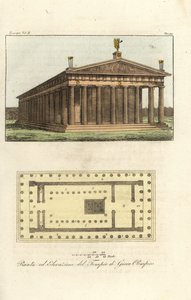 Elevación y plano del Templo de Zeus o Júpiter en el Monte Olimpo