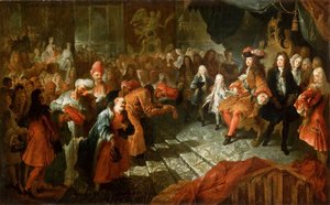 Luis XIV recibiendo al embajador persa en la Galerie des Glaces en Versalles, 19 de febrero