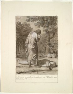 Aristomenes lamentando la muerte de Sócrates por el hechizo de Meroë...El asno de oro, 1795 de Antoine Denis Chaudet