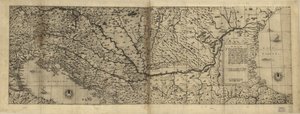 Inglés:  El relieve se muestra de forma pictórica. Algunos mapas totalmente en italiano, otros totalmente en latín. Título derivado por el catalogador de la portada del atlas Lafréry encuadernado. Diecisiete hojas sueltas que aparecen en atlas vendidos por de Antoine; Forlani Lafréry