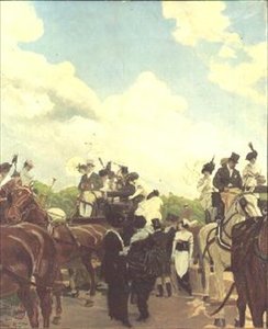 Apostadores en Longchamps, 1906 de Antoine Guillaume Minartz