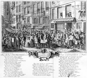 Inversores frente a la sede del Banque Royale en la Rue Quincampoix, París, 1720 de Antoine Humblot