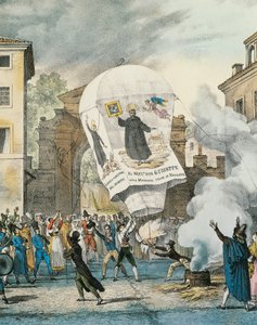 Globo aerostático para el Día de San José en Roma (detalle) de Antoine Jean Baptiste Thomas