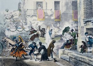 Lanzando confeti durante el carnaval en Roma de Antoine Jean Baptiste Thomas