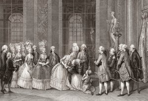 María Antonieta visitada por la familia Bellegarde. (imprimir) de Antoine Jean Duclos
