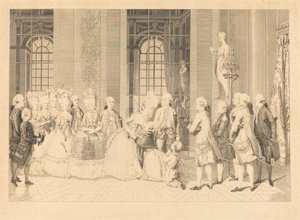 La reina anunciando a Mme. de Bellegarde los jueces y la libertad de su marido en mayo de Antoine Jean Duclos after vicomte Charles Henri Desfosses