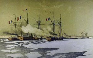 Rompehielos en el Limán del Dniéper para el paso de baterías flotantes, 1855-1856, 1860 de Antoine Leon Morel Fatio