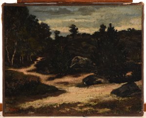Francés: Chemin sableux en forêt de Fontainebleau de Antoine Louis Barye