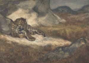 Leopardo acostado, 1810-75 de Antoine Louis Barye